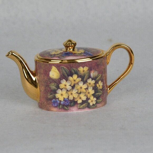 Ayshford 'Spring Flowers' Miniature Teapot Staffordshire England - Picture 1 of 4